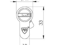 Technische Zeichnung vom RB-LOCKS Drehknaufzylinder, Frontansicht