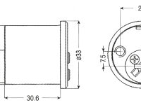 Technische Zeichnung vom RB-LOCKS Außenzylinder, Seiten- und Frontansicht