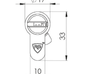 Technische Zeichnung vom RB-LOCKS Doppelzylinder, Frontansicht