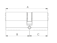Technische Zeichnung vom RB-LOCKS Doppelzylinder, Seitenansicht