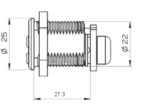 Technische Zeichnung vom RB-LOCKS Blechmontagezylinder 22, Seitenansicht